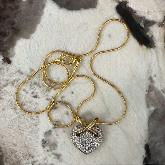 Swarovski Vintage Signed Polka Dot Crystal stacking Bangle & Pave Heart Pendant - Picture 6 of 14